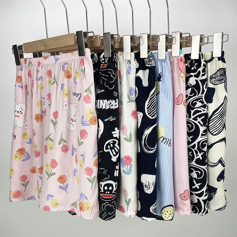 Women's Cotton Silk Shorts, Thin Summer Sleep Shorts, Cartoon Plus Size, Loose Home Shorts
