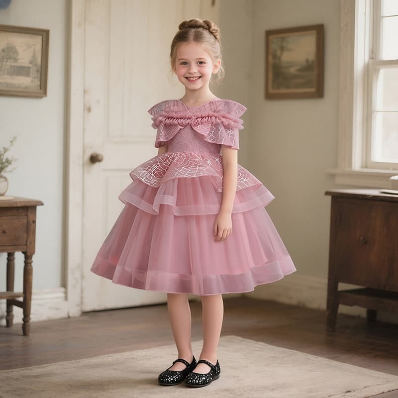 New Children's Wedding Dress Girls Toddler Lace Lolita Princess Dress Host Performance Girls Dress