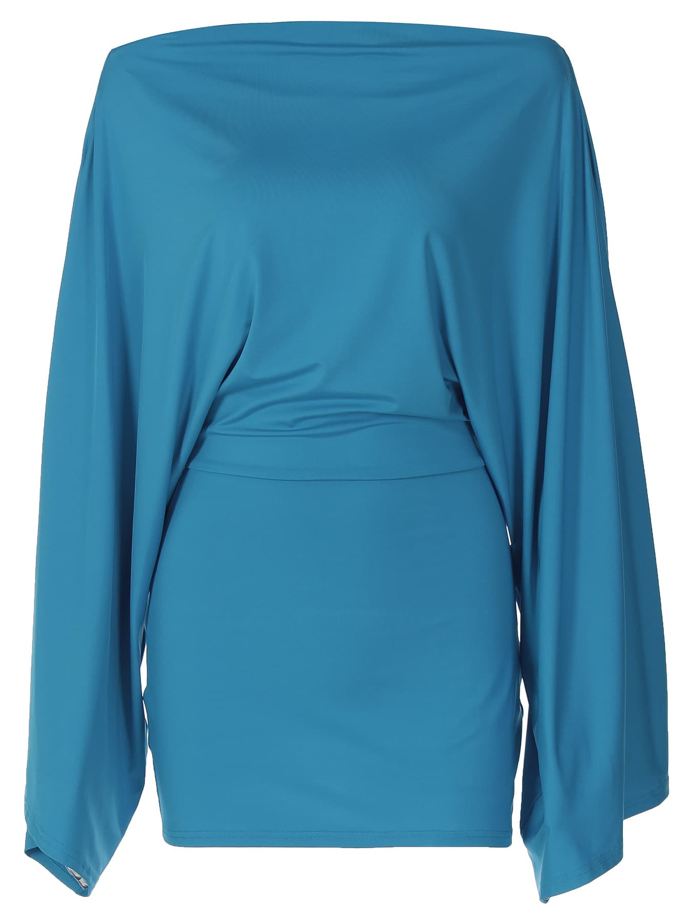 European and American style women's dress, sexy design, off-shoulder batwing sleeves, solid color, tight-fitting, bodycon short dress