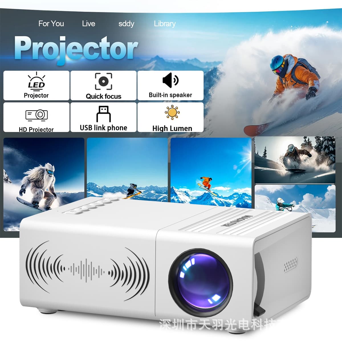 Cross-border New PX7 Projector HD Mini Projector Micro Portable Projector Factory Direct