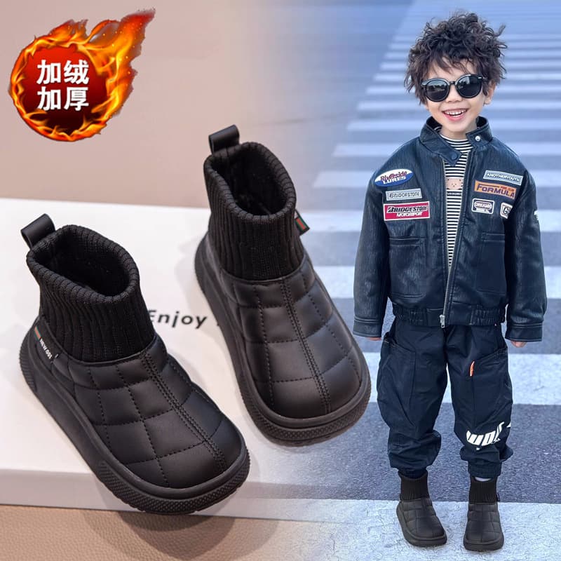 Girls' Warm Fleece-Lined Snow Boots 2025 Autumn New Style Large & Medium Size Boys' Fashion Casual Sports Snow Boots