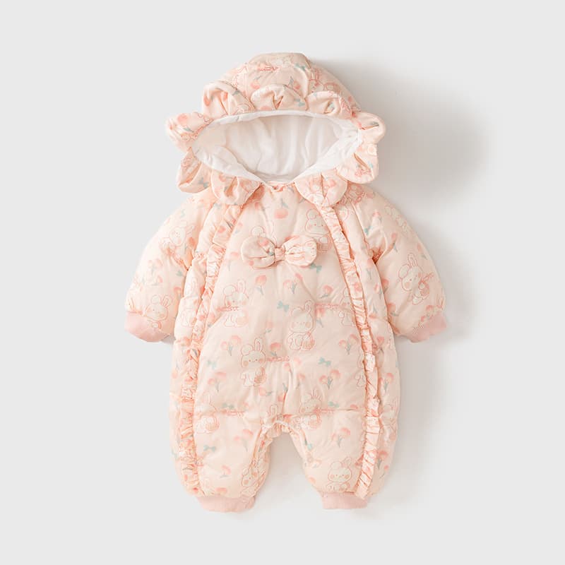 Baby Winter Cotton-Padded Romper, Thickened and Quilted, Newborn A-Class Cotton Suit, Girls' Cotton Outfit, Crawling Suit
