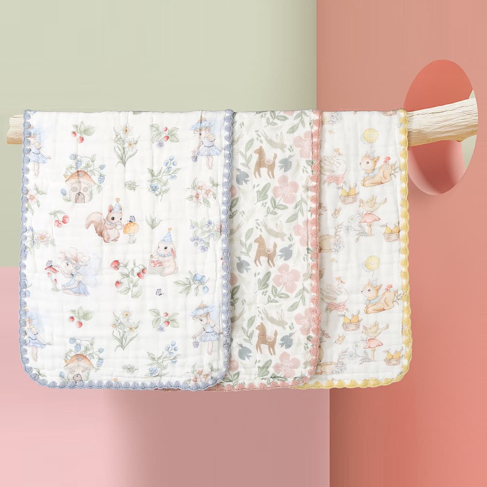 New hooked gauze square towel, pure cotton type A, baby face wash and bath towel, children's towel, burp towel 30*50cm