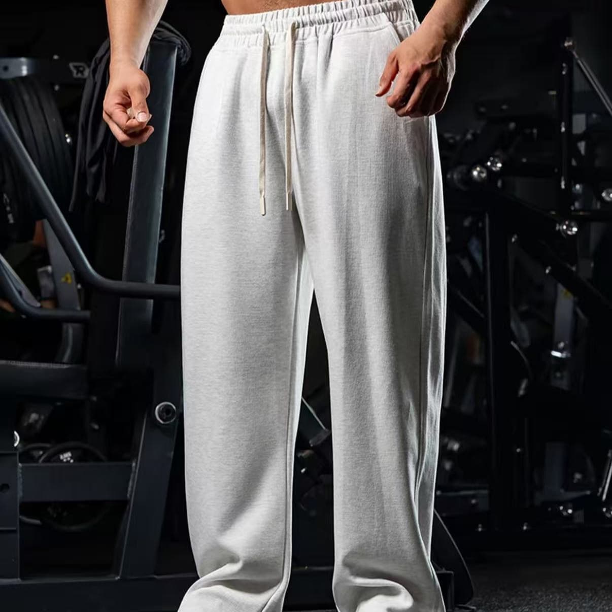 Straight-Leg Casual Sweatpants, Lightweight Breathable Loose Athletic Pants, Solid Color Basic Versatile Workout Long Pants, Summer Lightweight
