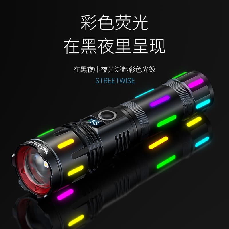 High-Power Zoomable Flashlight, Outdoor Patrol Emergency Aluminum Alloy Waterproof Rechargeable Long-Lasting for Home Use