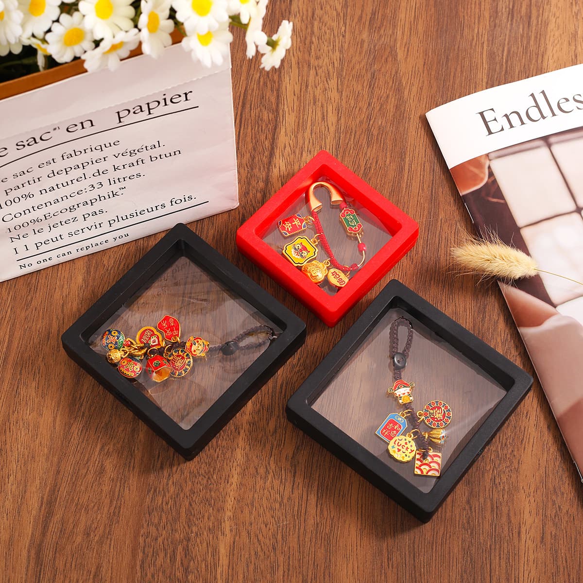 Wholesale Chinese Style Antique Jewelry Storage Pouch Gift Box Keychain Phone Charm Buddhist Bead Bracelet Wristlet Packaging Bag