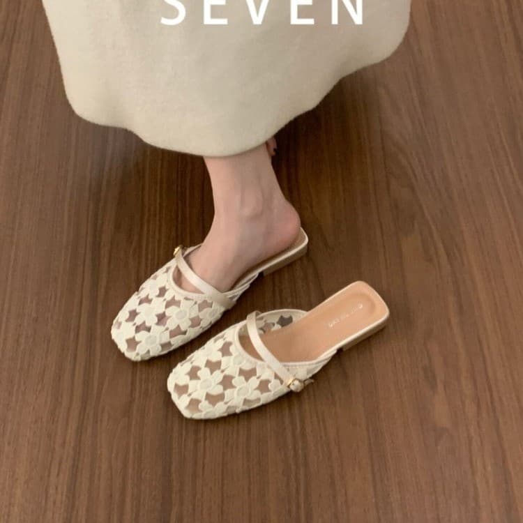 Square-toe Lace Ballet Flats for Women, New Flat Outdoor Breathable, High-end New Chinese Style Soft Sole Casual Versatile
