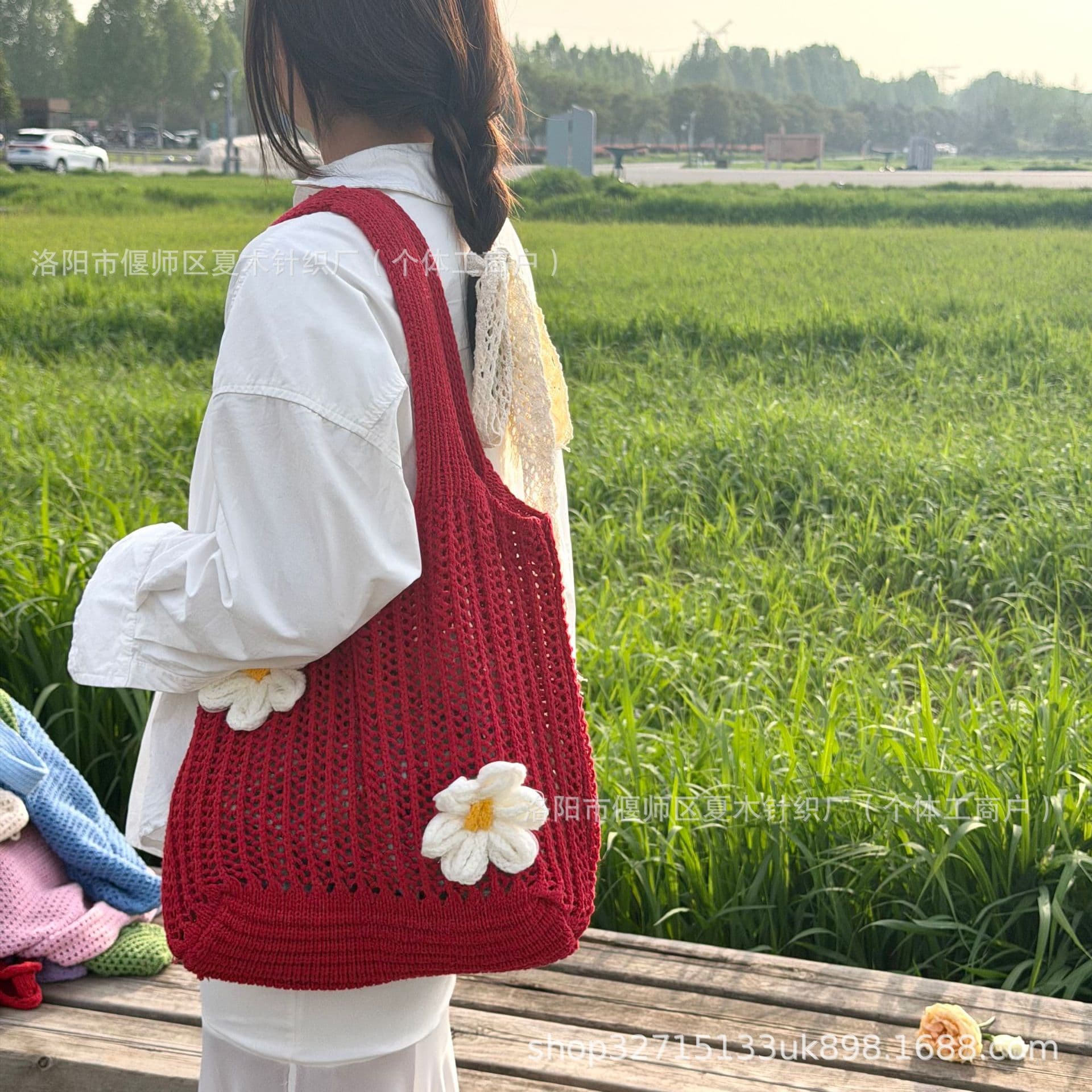 2026 Spring New Hollow Woven Beach Bag, Fashionable Tote Shoulder Bag for Women, Large Capacity