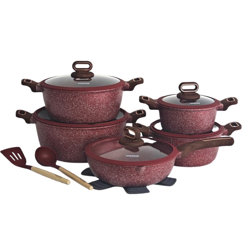 Donnor Belle 15-Piece Granite Cookware Set Kitchen Non-Stick Pot Soup Pot Frying Pan Export Pot Set