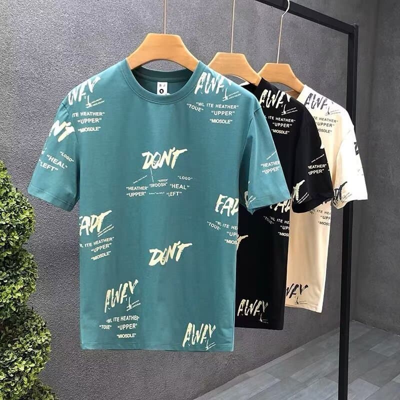 Wholesale Men's Short Sleeve Summer Thin Letter Print Casual T-Shirt Youth Street Style Top