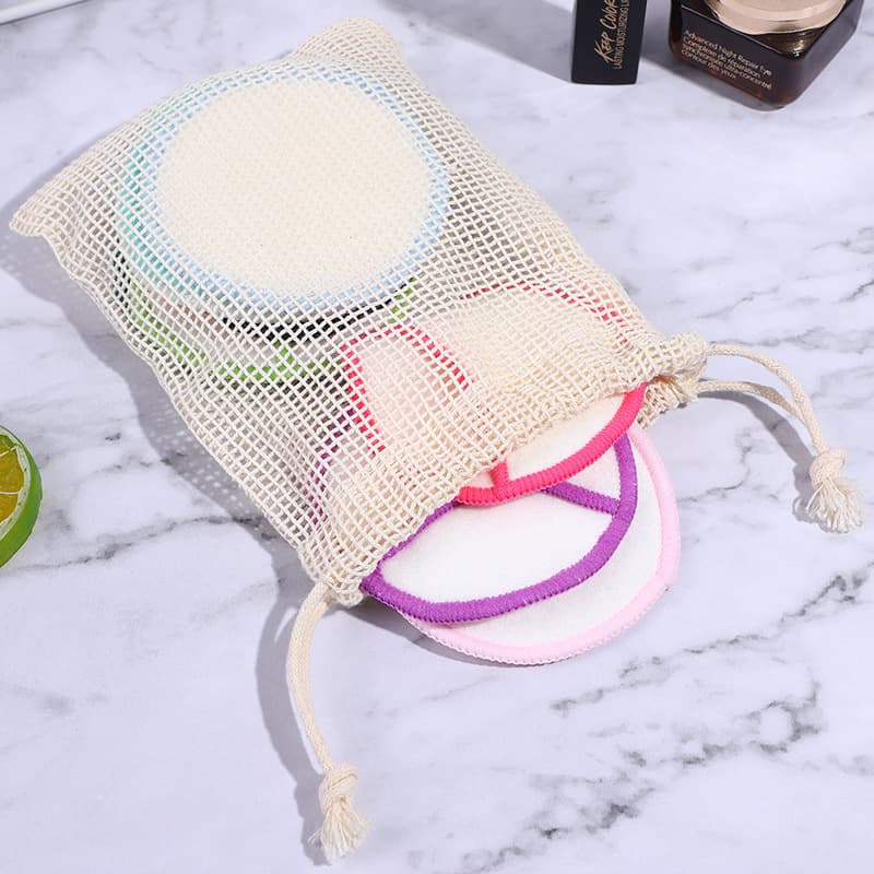 Factory Stock Immediate Shipping 130g Full Cotton Mesh Bag with Double Drawstrings, Vegetable Storage Cotton Mesh Bag, Logo Customizable