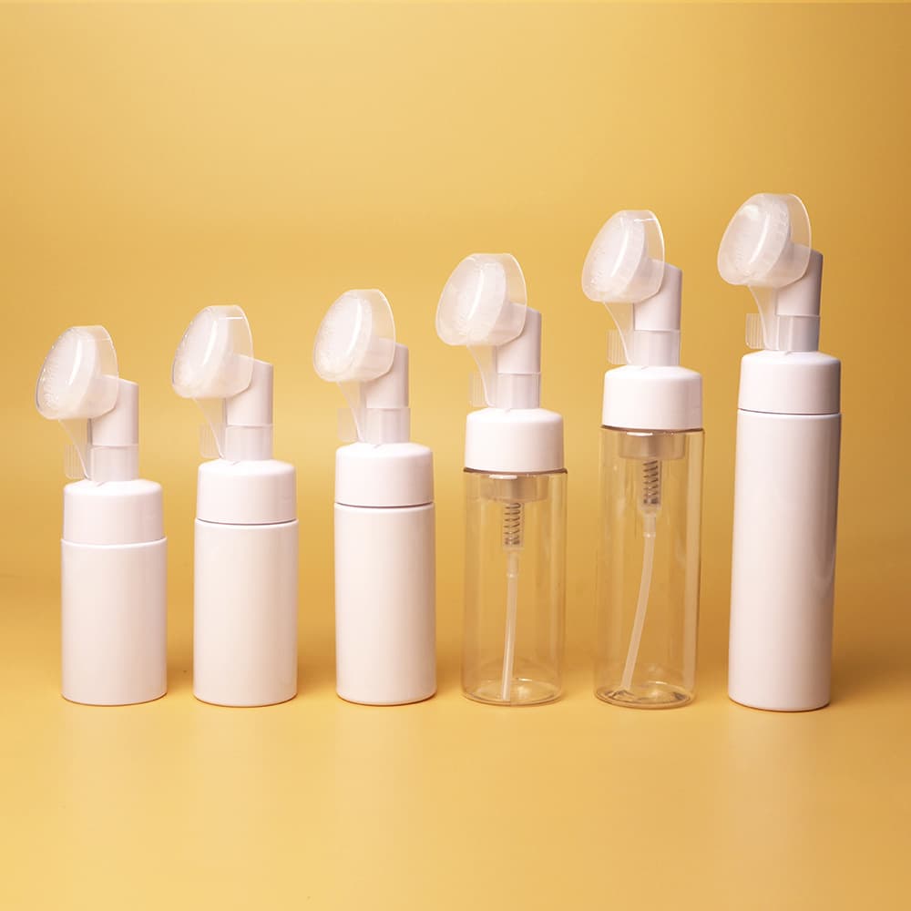 Wholesale silicone foam brush with 42-teeth foam bottle for facial cleanser foaming, makeup removal massage, and mousse cleansing bottle
