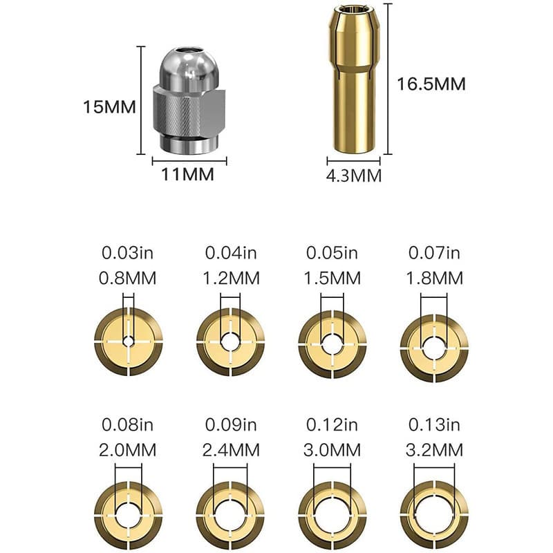 M8 Silver Nut + Copper Chuck (4.2mm Shank Diameter) + Multi-Function Chuck