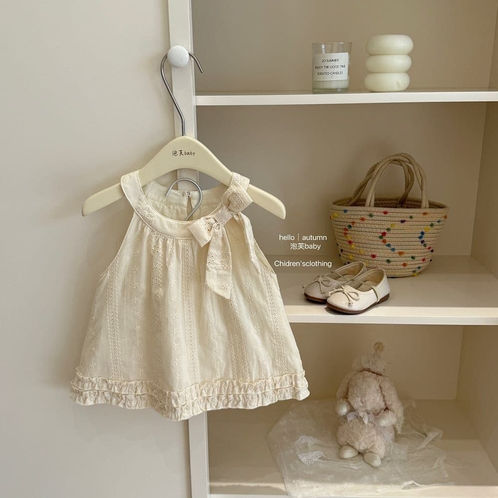 Girl's Dress 2026 Summer New Style French Neck Bow Tie Strap Dress Elegant Jacquard Princess Dress