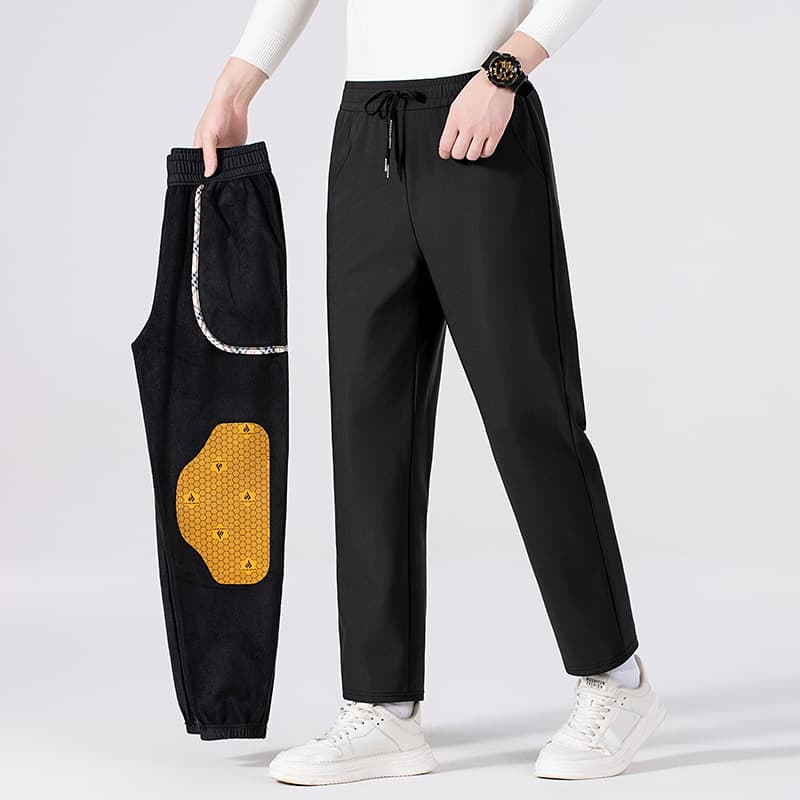 Winter Men's Casual Fleece Pants Outdoor Windproof Waterproof Graphene Sweatpants