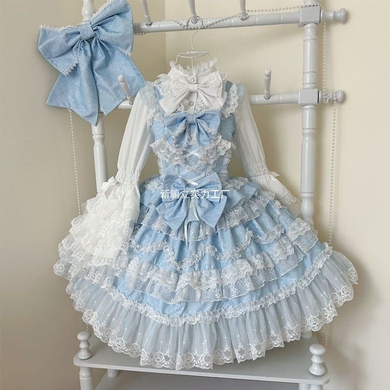 Design Lolita dress, gorgeous wedding dress, JSK suspender dress, Southeast Asian Chinese style.