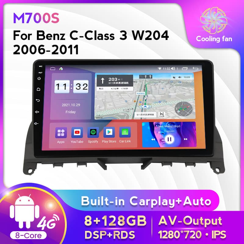 Suitable for Mercedes-Benz C-Class W204 07-10 Upgrade to Android Large Screen Central Control Car Navigation All-in-One 128GB