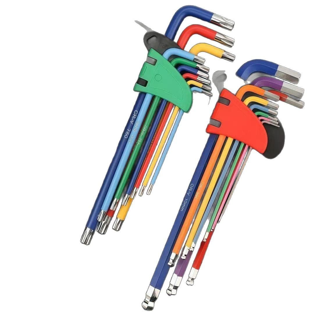 Color Hex Key Wrench Set, 9-Piece Universal Screwdriver Set with Ball-End Long Hex Keys