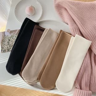 Winter Women's Snow Socks, Thickened and Warm Fleece-Lined Floor Socks, Postpartum Socks, Vertical Stripe Mid-Calf Socks
