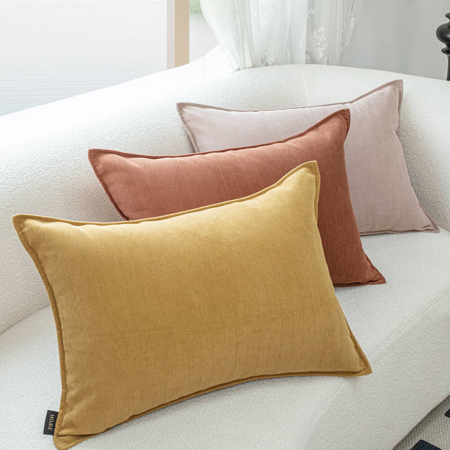Cross-border Solid Chenille Throw Pillow Luxury High-end Living Room Sofa Back Cushion Rectangular Large Cushion Cover