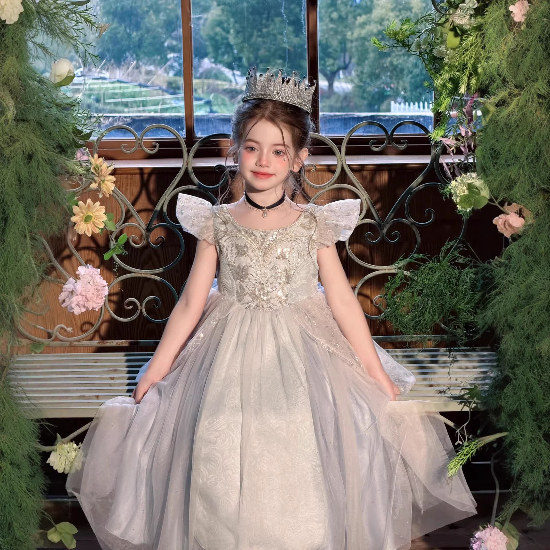 Original Cinderella Princess Dress 2026 Summer Children's Day Girls' New Heavy-Duty Dreamy Flying Sleeve Cinderella Formal Dress
