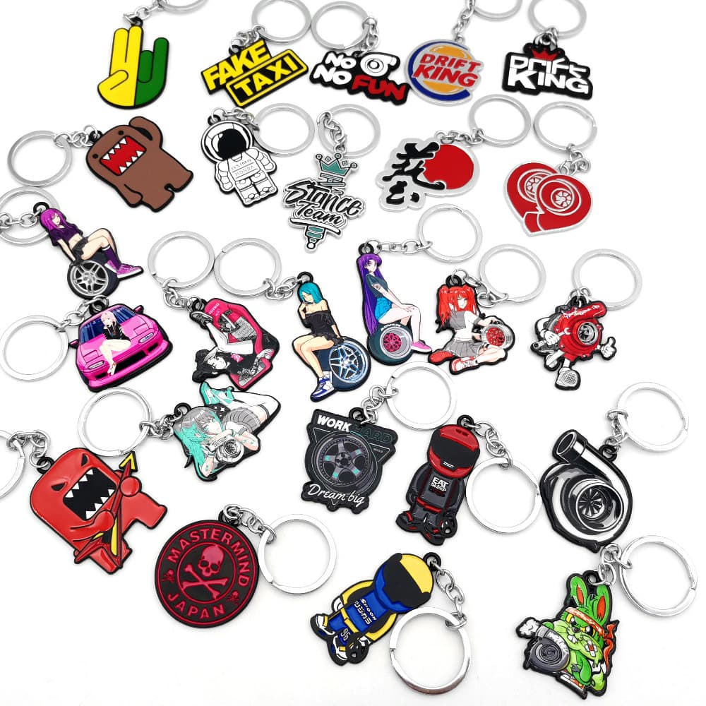 JDM Metal Car Modification Culture Domo-kun SPOON ASIMO DRIFT KING Creative Keychain