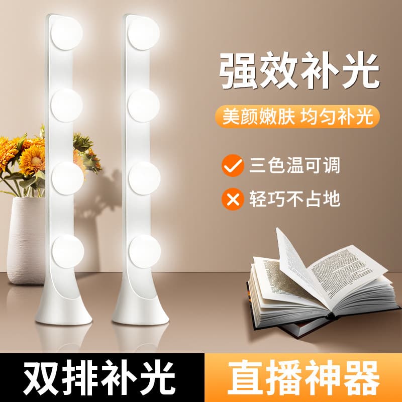 Dual-Row LED Beauty Skin Tenderizing Professional Live Streaming Video Background Light for Streamer Desktop Makeup