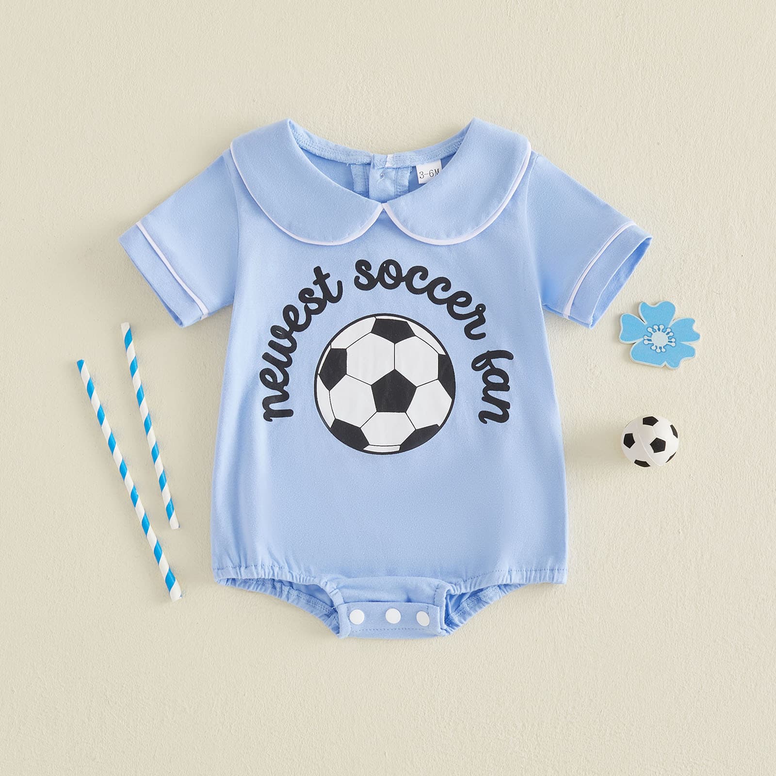 Children's Letter-Printed Romper Summer New Baby Football Doll Collar Short-Sleeve Jumpsuit Triangle Crawling Suit