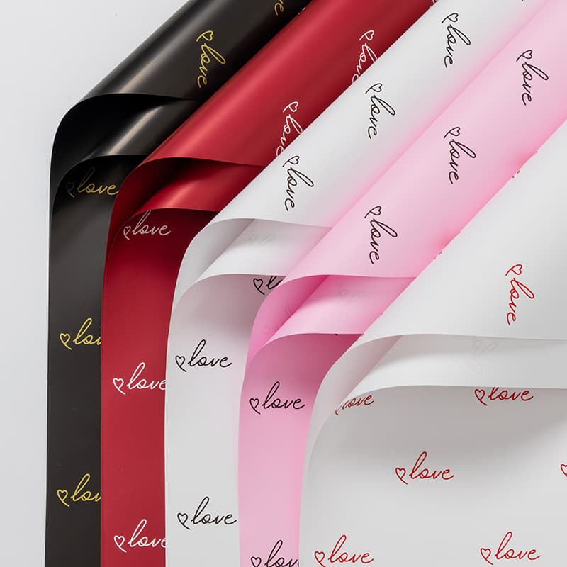 Love Heart Print Yuyin Paper Valentine's Day Flower Wrapping Paper Waterproof Floral Bouquet Wrap Material Wholesale