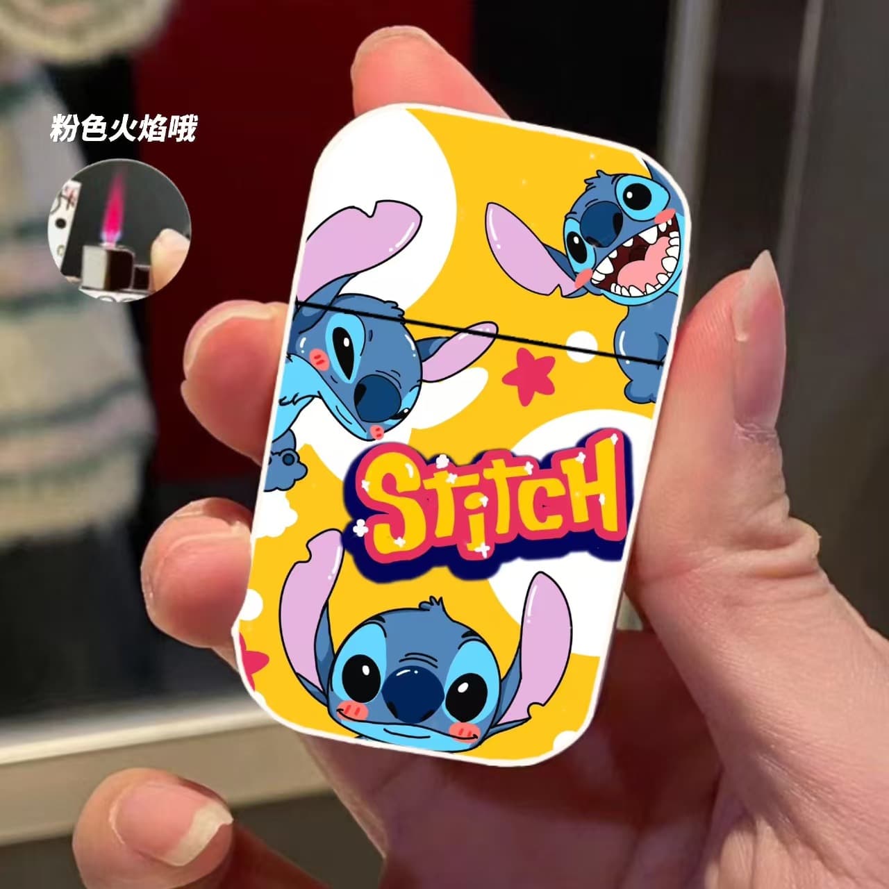 New Stitch Lilo & Stitch Strap-In Lighter Pink Flame Inflatable Cartoon Cute Lighter