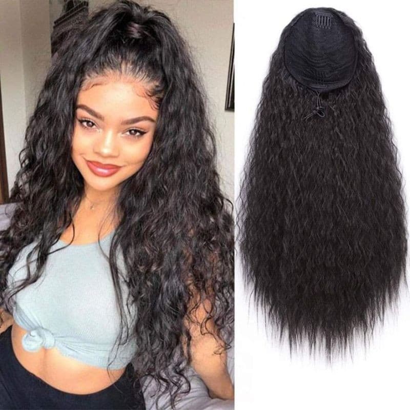 Ponytail Wig Corn Perm High Ponytail Elastic Mesh Medium Long Curly Braid Hair Ponytail Curly Ponytail Wig