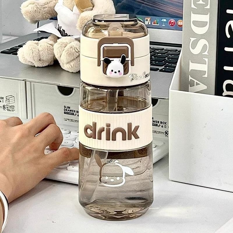 Summer water cup student straw portable large-capacity plastic anti-fall girl high-looking school dedicated simple children