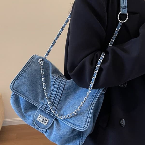 Denim bag for women 2025 new fashion large-capacity chain shoulder bag high-end commuter tote hobo bag