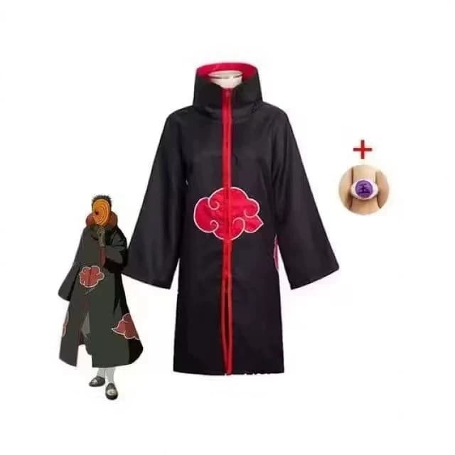 Naruto Uchiha Obito Tobi Akatsuki Organization Clothes Cos Jacket Thread Mask Jade Ring Full Set Costume