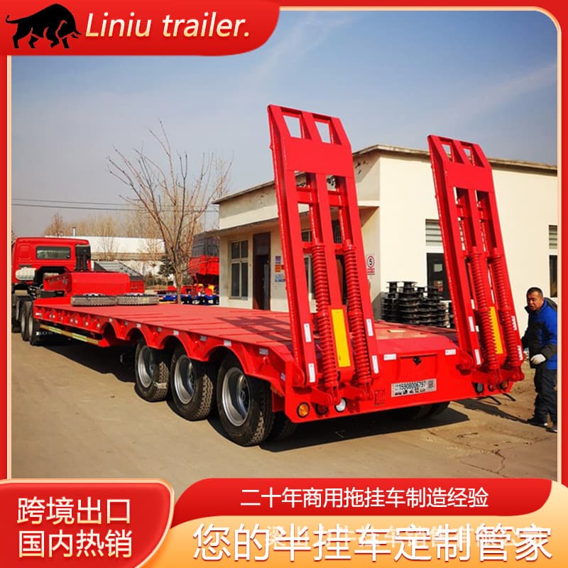Industrial large cargo transport vehicle pull-out transport low flatbed transport fast low flatbed trailer supply