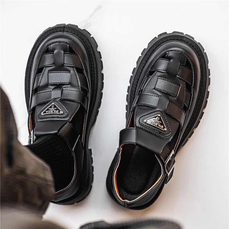 2026 Summer Hollow Breathable Thick-Soled Roman Sandals Barber Trendy Shoes Lightweight Men's Sandals