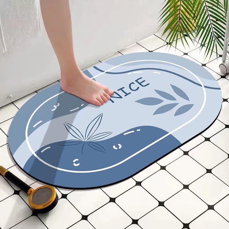 Refreshing Technology Cloth Floor Mat, Absorbent Foot Mat, Toilet Bathroom Anti-Slip Mat, Quick-Drying Bathroom Rubber Cushion