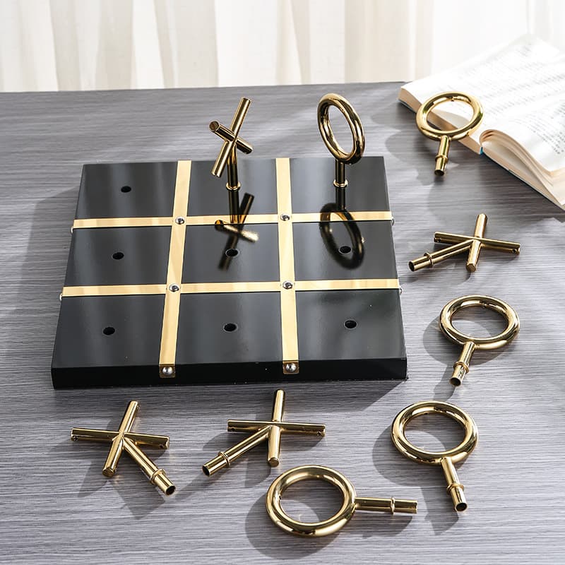 Modern Light Luxury Minimalist Stainless Steel Chessboard-Shaped Decorative Ornament for Living Room Coffee Table Desktop Art Piece