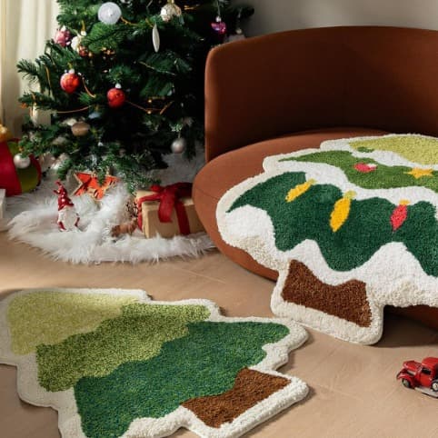 Nordic Irregular Christmas Series Faux Cashmere Doormat Home Decorative Living Room Bedroom Bedside Rug Bathroom Absorbent Mat