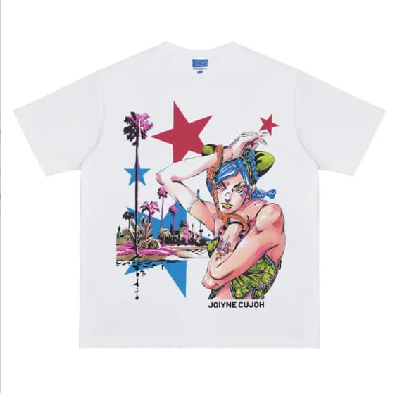 Cross-border EU Size JOJO "Cujoh" Vintage Oversized Tee Anime T-shirt 100