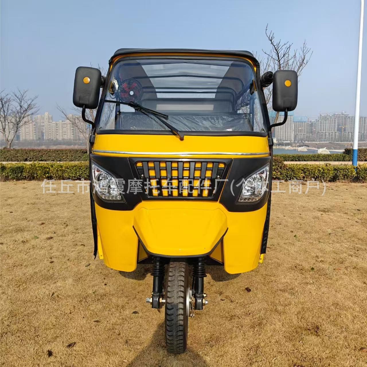 Double-row Passenger Tourist Sightseeing Gasoline-Electric Hybrid Tricycle with Sidecar, Road-Legal Motorcycle