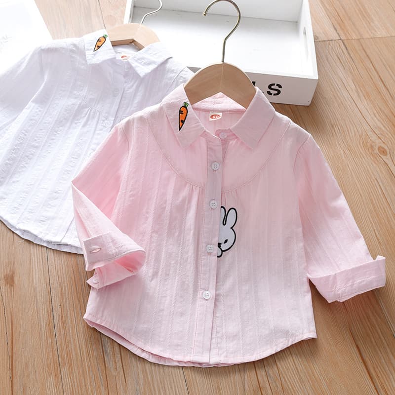 Girls' White Shirt 2025 New Spring Autumn Baby Korean Casual Kids White Top Long Sleeve Blouse