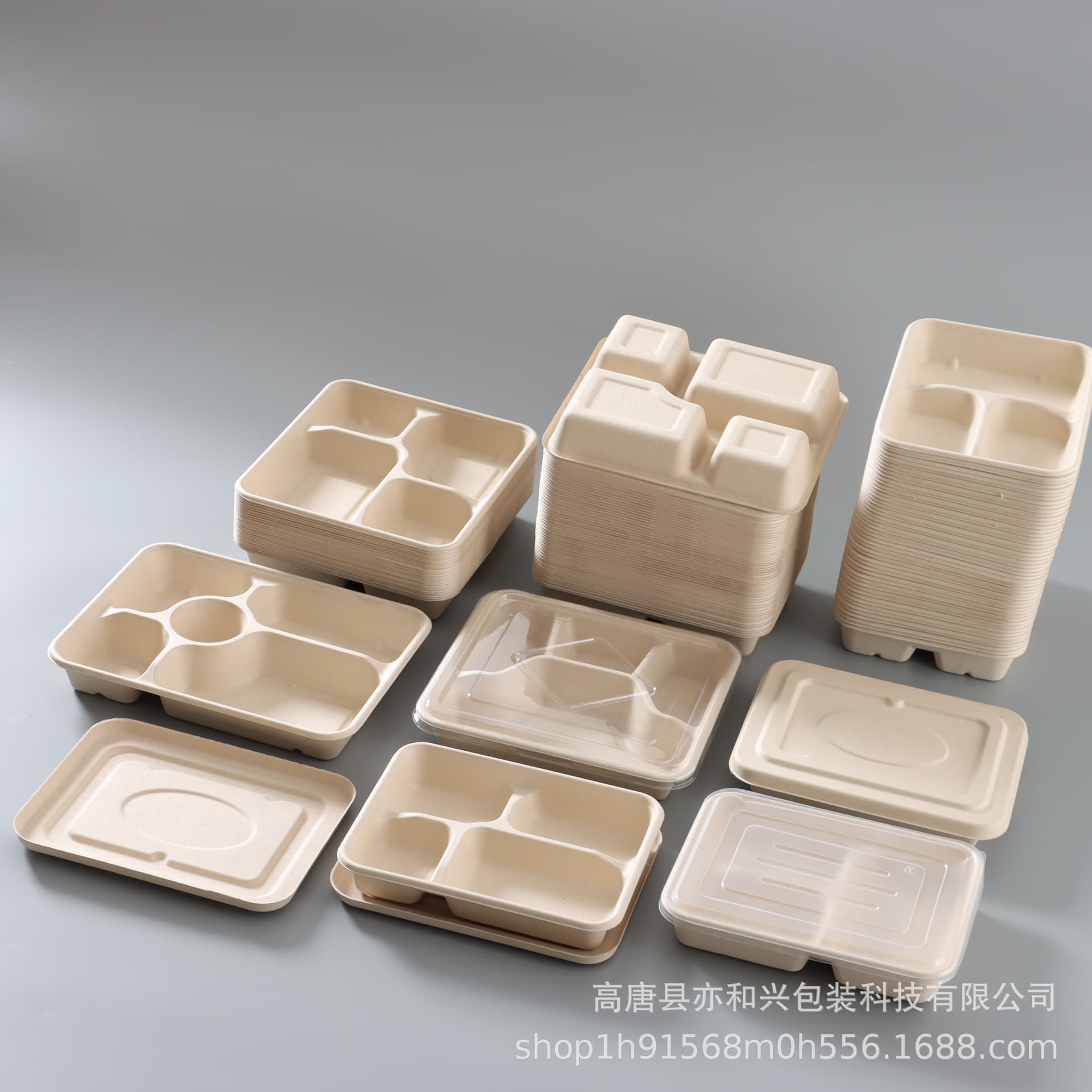 Disposable biodegradable pulp multi-compartment plates with 3/4/5/6 sections for school cafeterias and takeout packaging