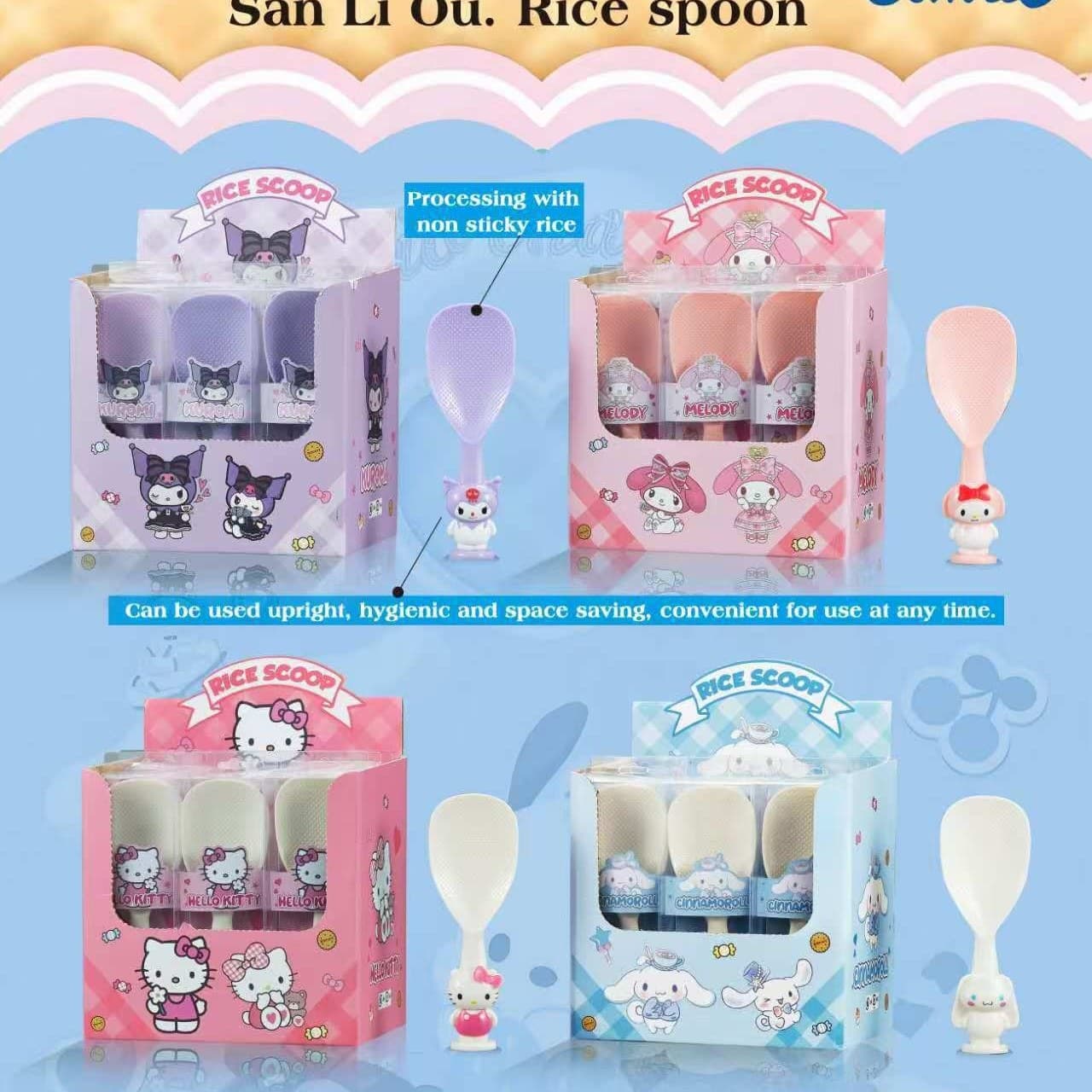 FC038 Cartoon Kuromi Melody Rice Spoon Standing Rice Spoon Creative PP Plastic Non-Stick Rice Spoon