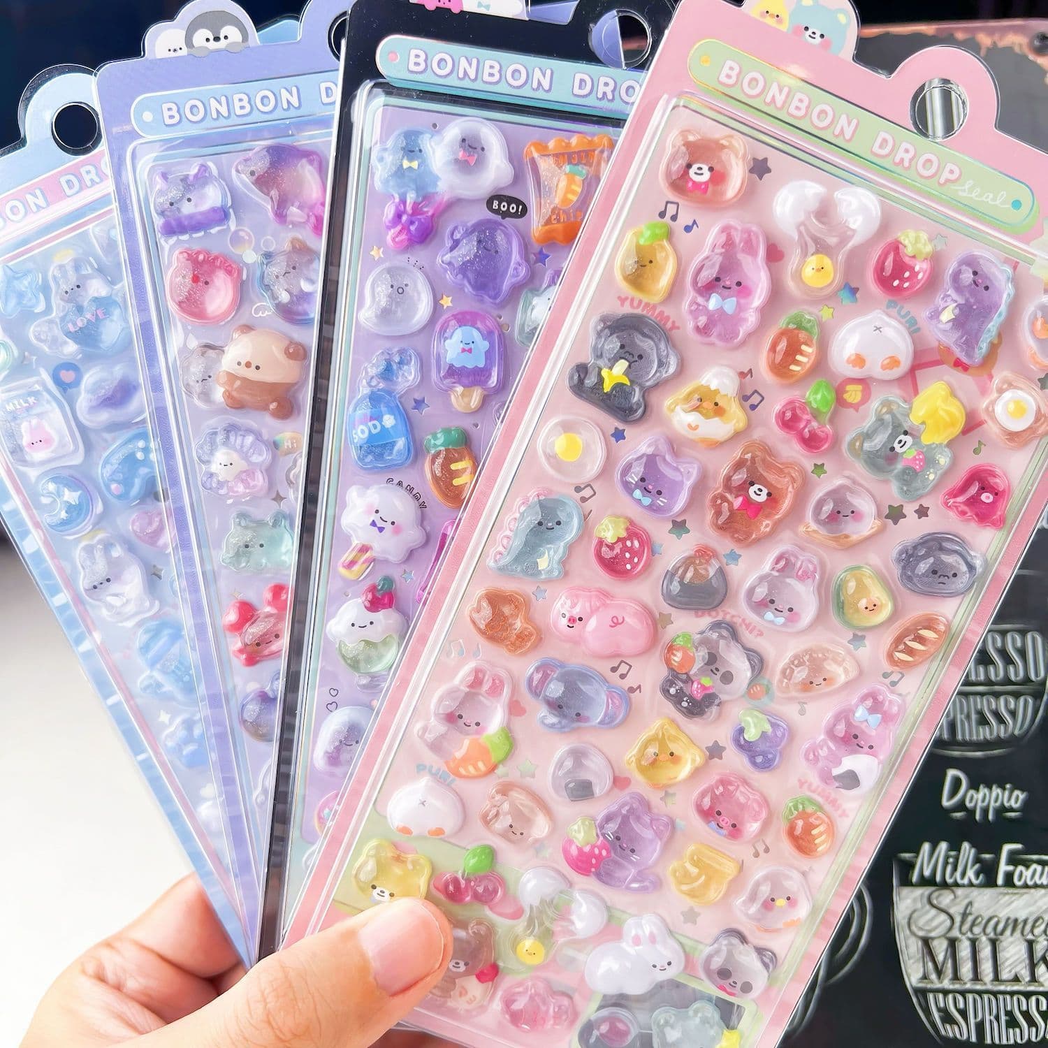 Cartoon three-dimensional embossed fun stickers crystal diamond children's decorative stickers 3D stickers cute embossed stickers for girls