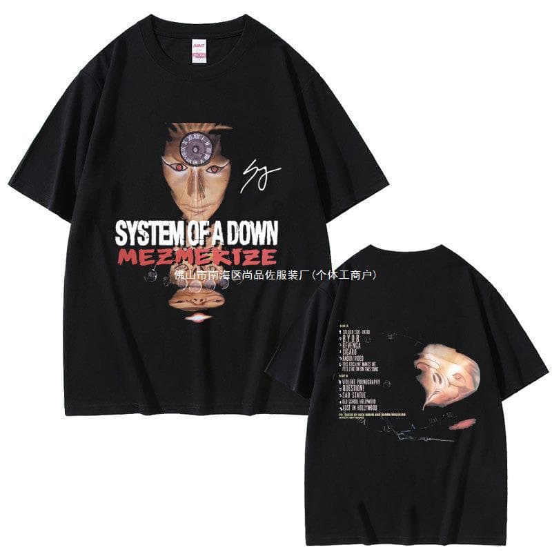 90s Rock Band System of A Down Mezmerize Graphic T-Shirt for Men