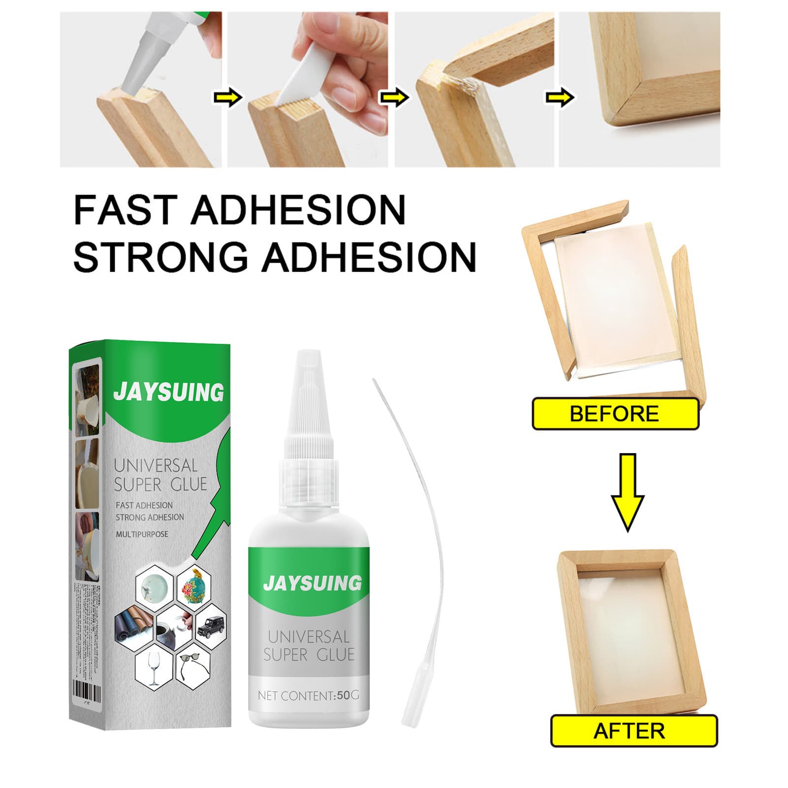 Jaysuing Multi-Functional Adhesive Glue for Leather, Wood, Tile Care, DIY Quick-Drying Adhesive
