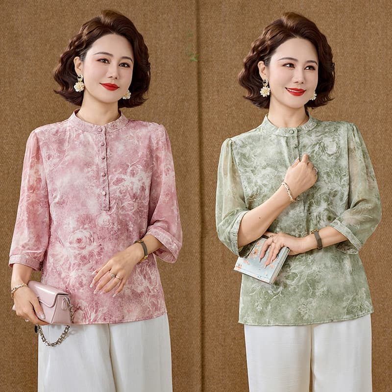 2026 New Summer Mother's Blouse Thin Fashionable Casual Shirt Women's Elegant Age-Reducing T-Shirt Chinese Style