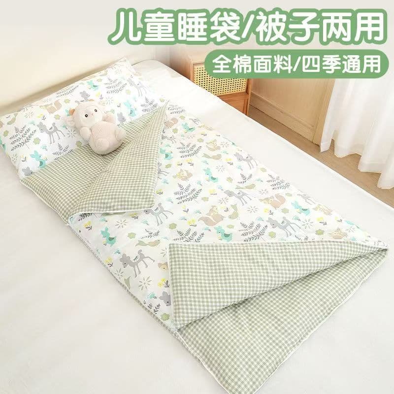 Class A double-sided cotton sleeping bag for children in mid-autumn for big children and baby sleeping anti-kicking quilt artifact winter 2025 new style