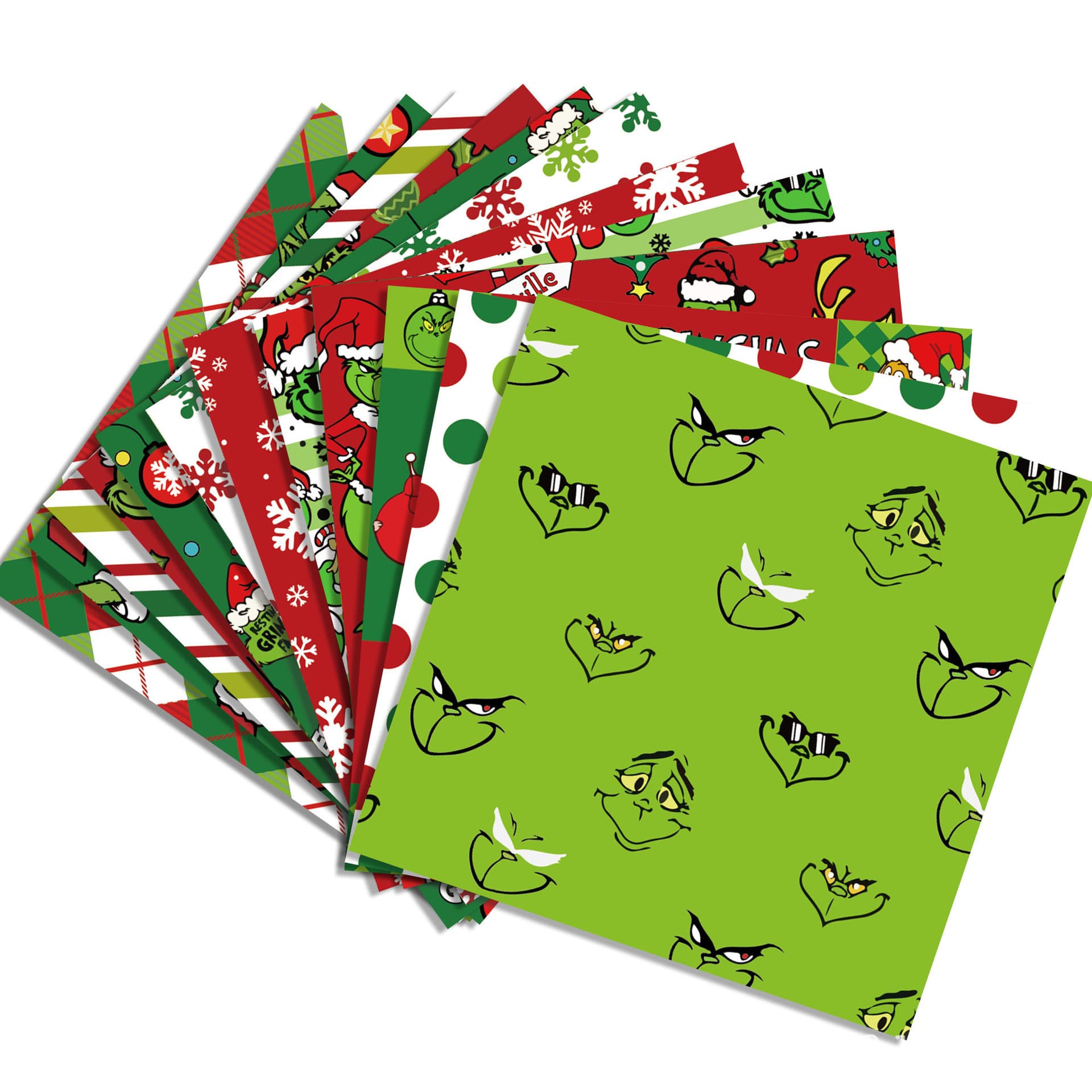 WW044-15 Cartoon Grinch Green Monster Collage Paper Christmas Decoration Background Paper Cute Red Card